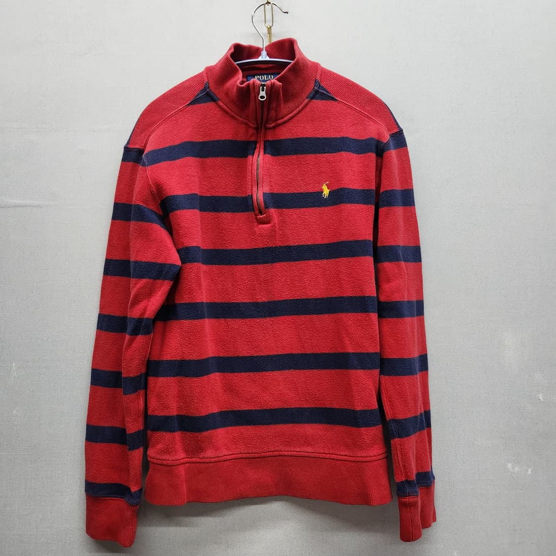 폴로랄프로렌 로고 스트라이프 코튼 반집업 니트 S 상품이미지1