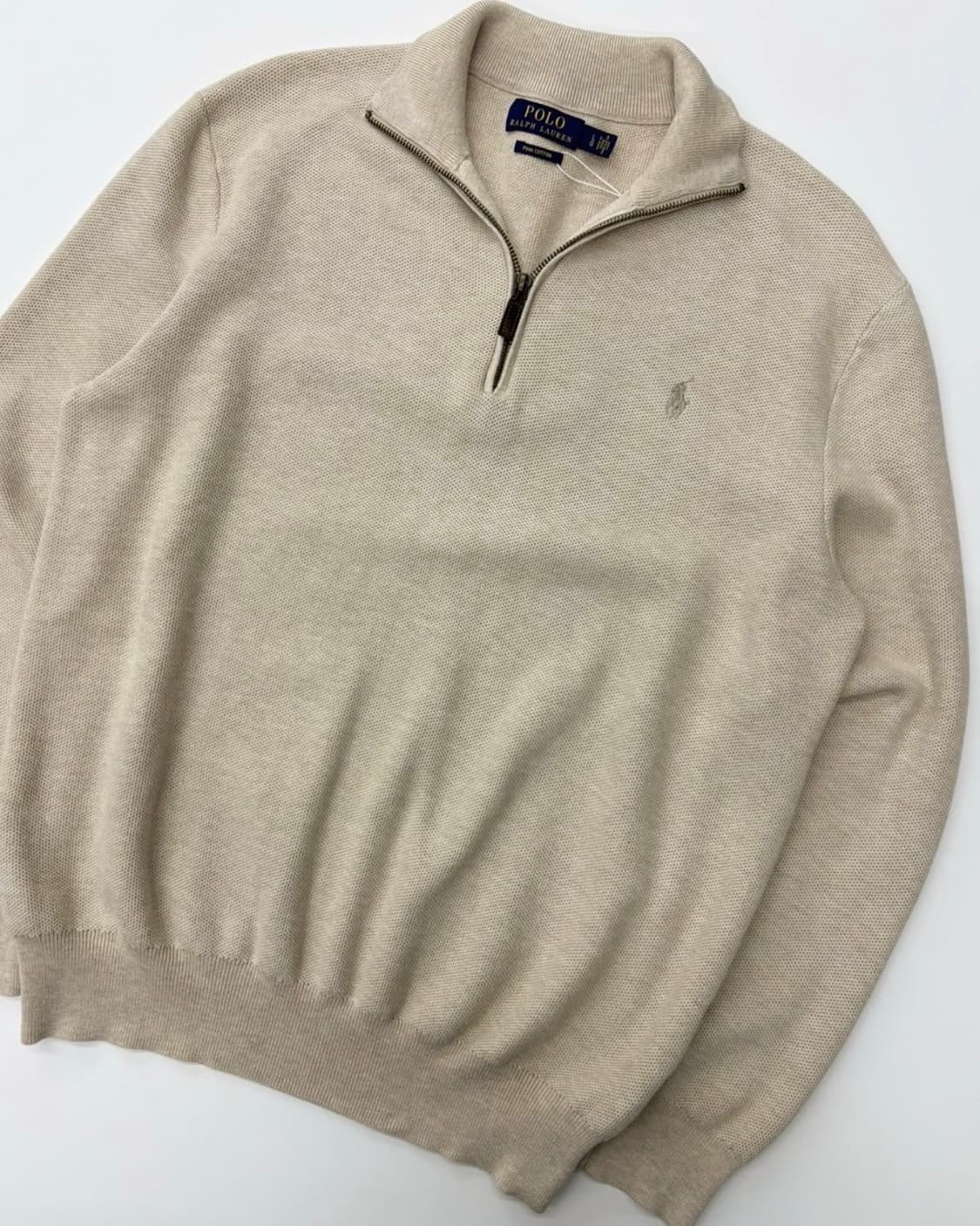 Polo 폴로 랄프로렌 신형 피마코튼 라이트베이지 하프집업 105 L 상품이미지1