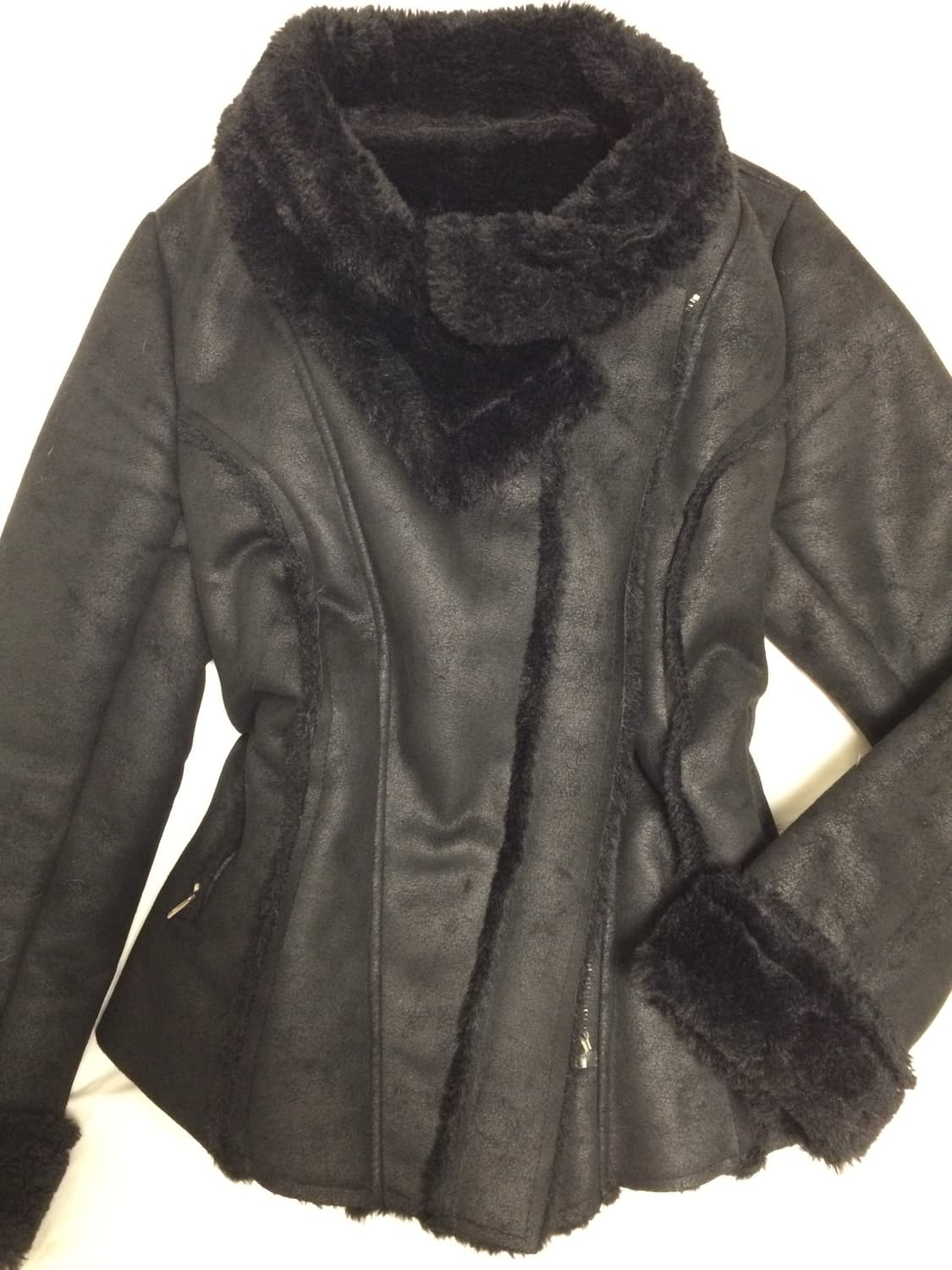 비대칭 레더 퍼 자켓 무스탕 상품이미지1