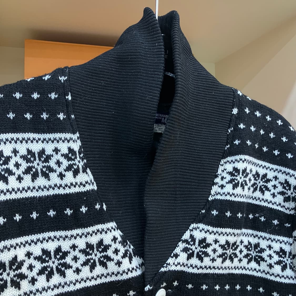 준야 와타나베 맨 꼼데가르송 페어 아일 패턴 숄카라 가디건 XL 상품이미지4