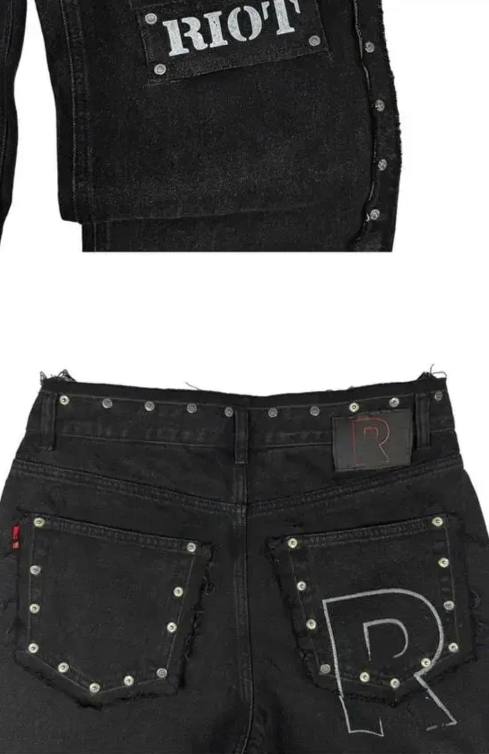 레저렉션 13 리벳 & 패치워크 데님 팬츠 블랙 상품이미지3