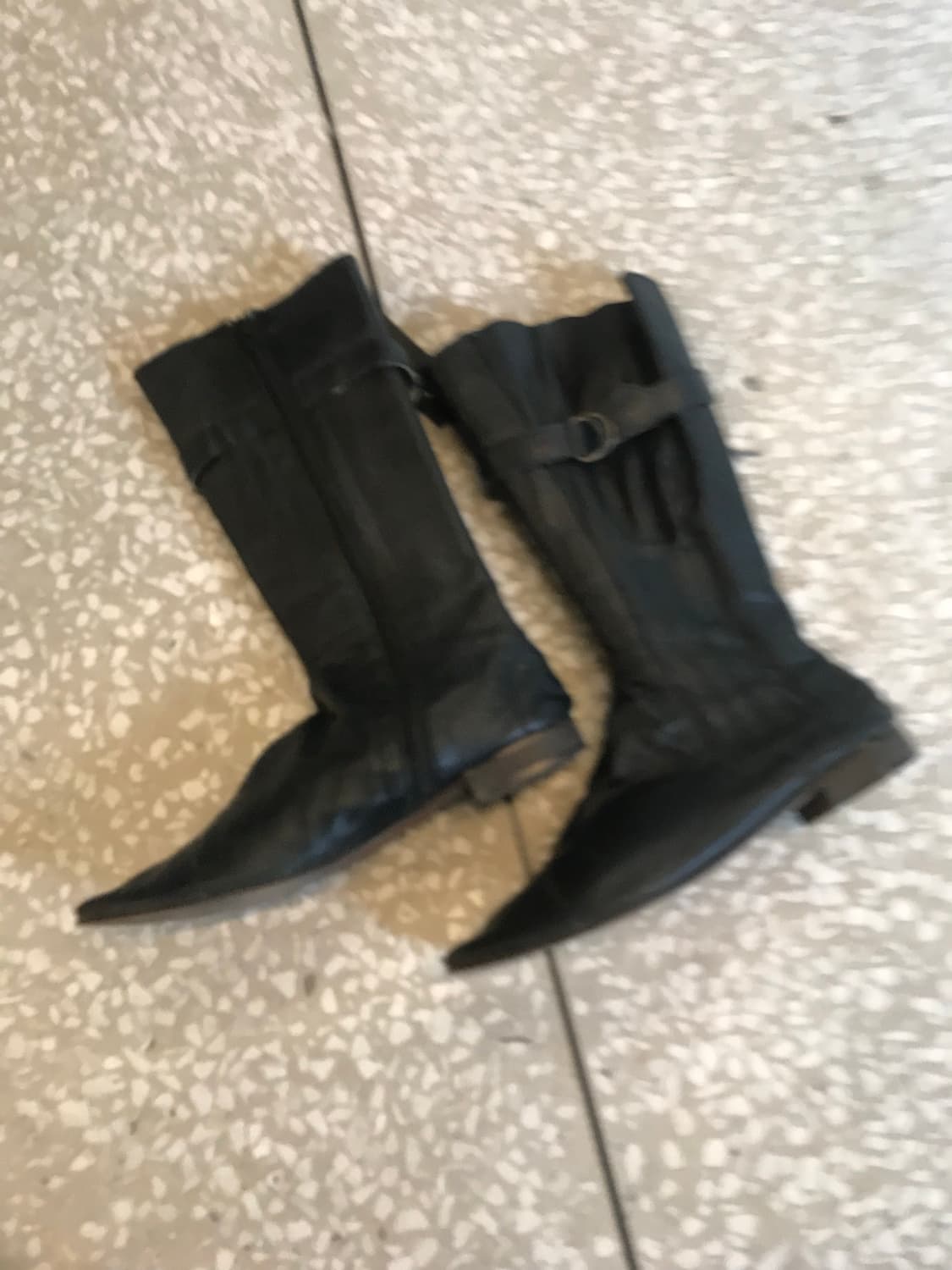 Vintage Pointed Leather Long Boots  상품이미지2