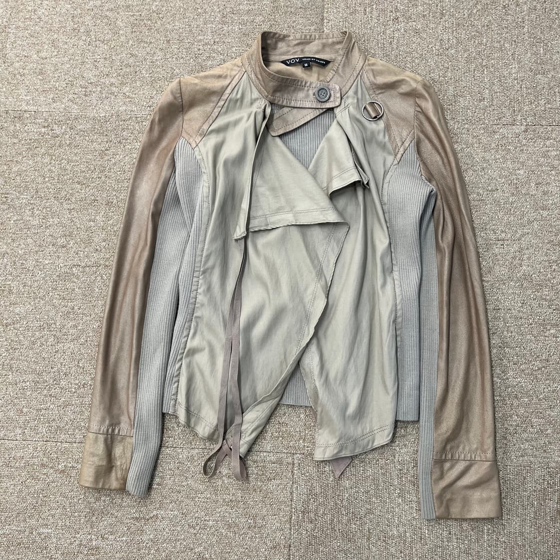 vov 드레이프 y2k 가죽 니트 자켓 상품이미지3