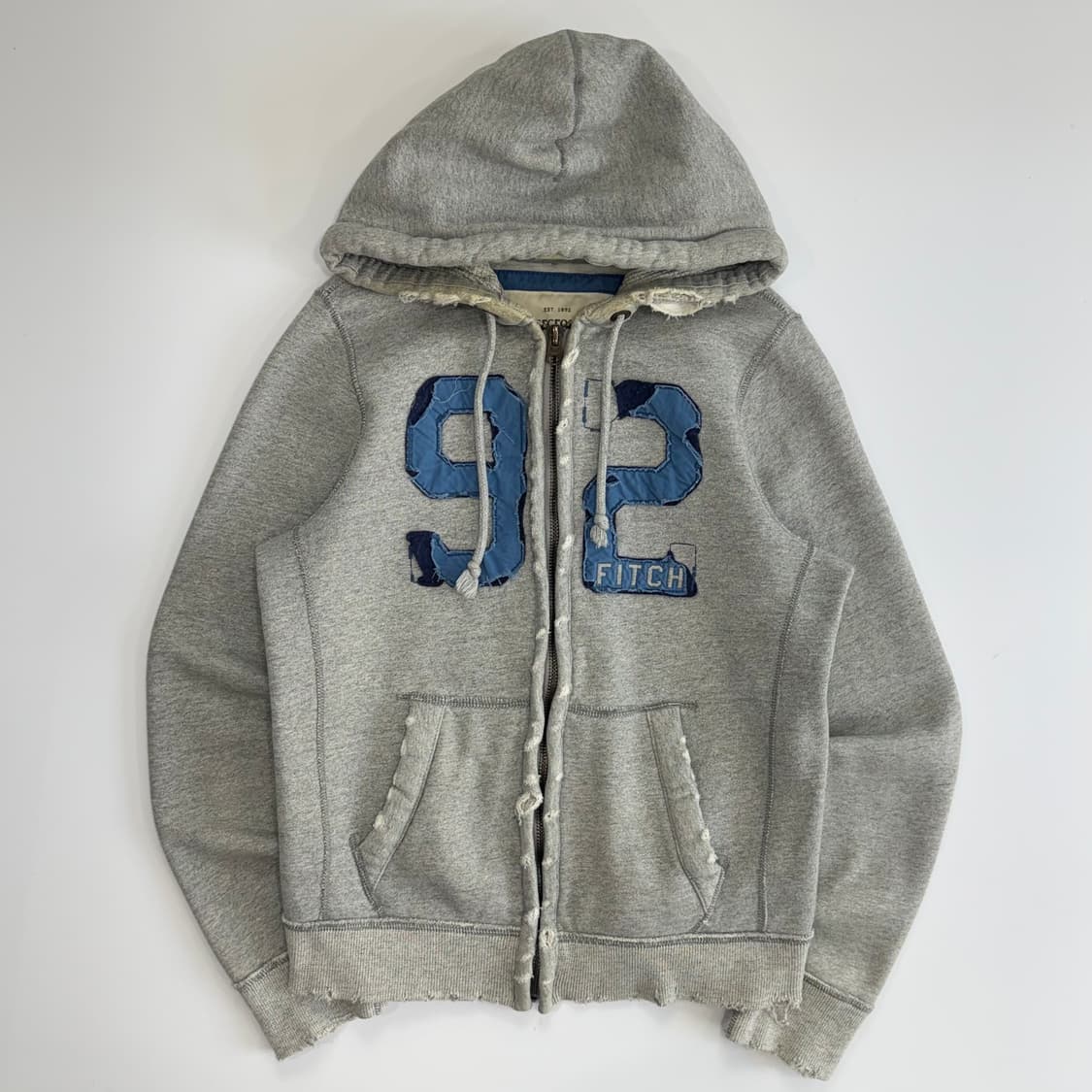 Abercrombie 아베크롬비 그런지 로고 그레이 후드집업 상품이미지3