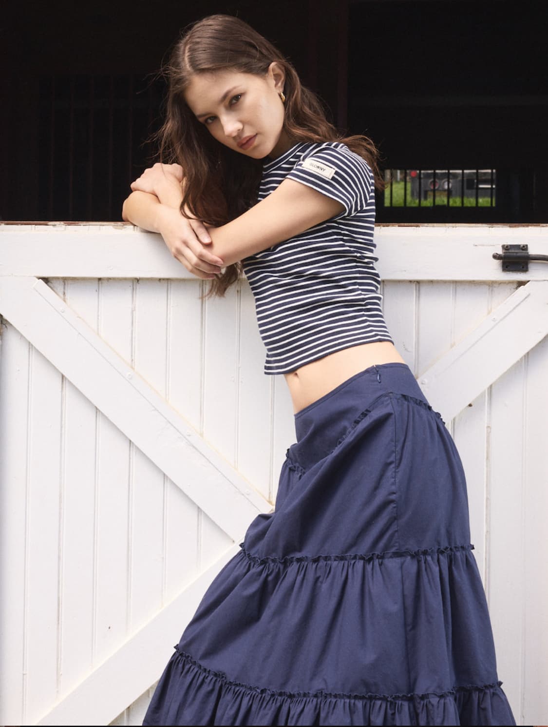 GLOWNY RODEO TIERED RUFFLE SKIRT (NAVY) 상품이미지2