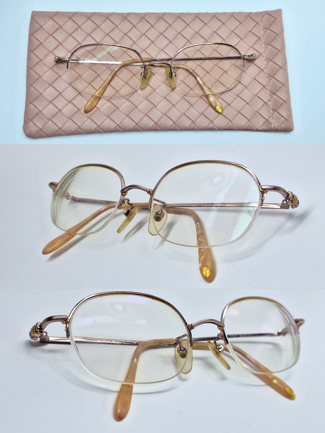 00s 일본 빈티지/KIMIJIMA 111 장미 장식 티타늄 반무테 안경 상품이미지5