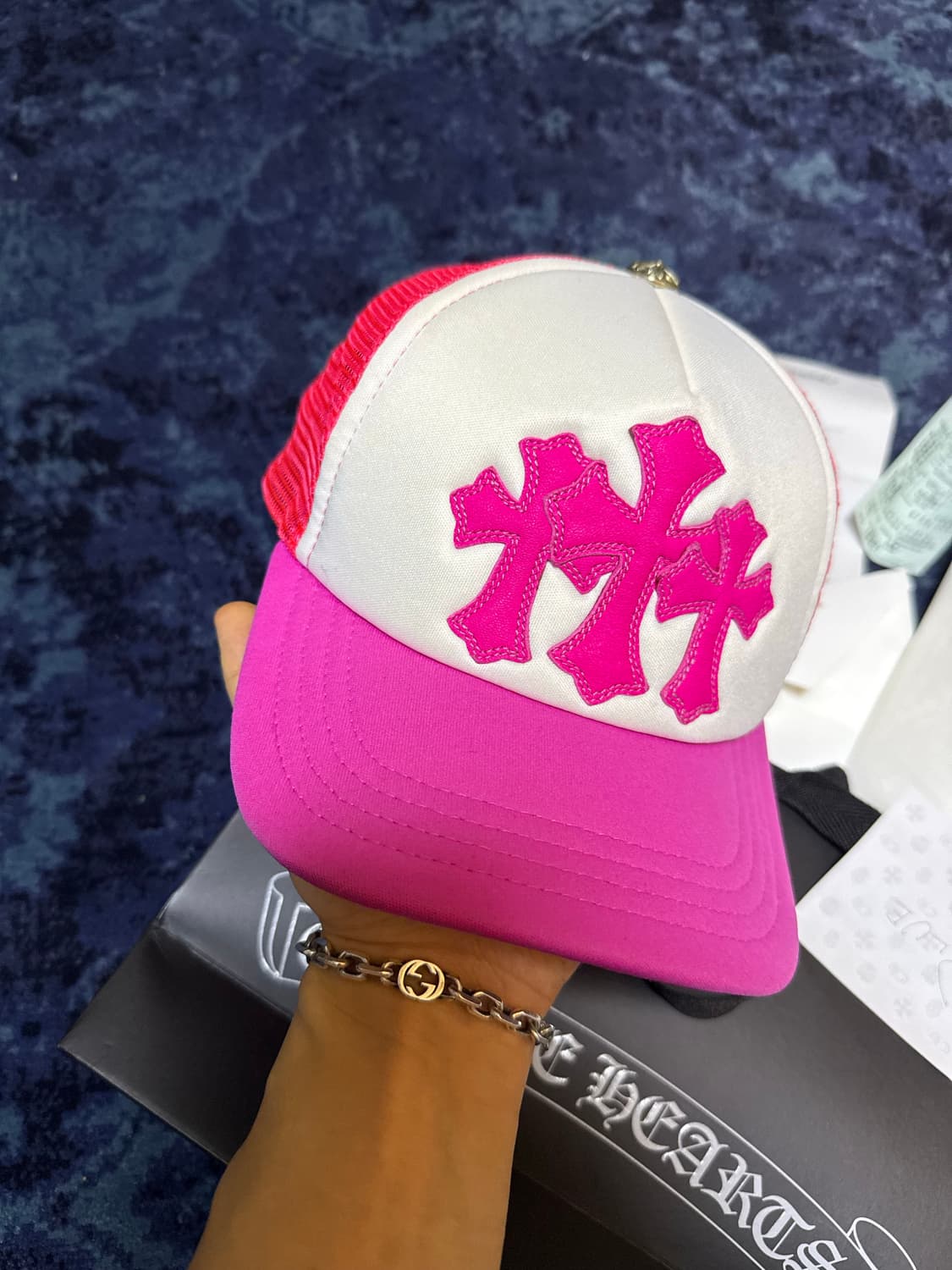 [OS]크롬하츠 세메터리 트리플크로스 패치 트러커캡 핑크 상품이미지3