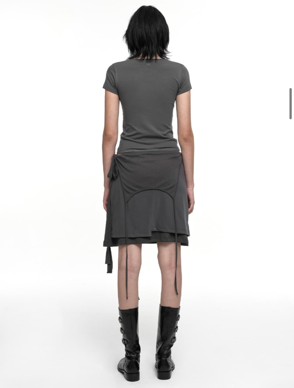 나체 Fold layered skirt charcoal 상품이미지3
