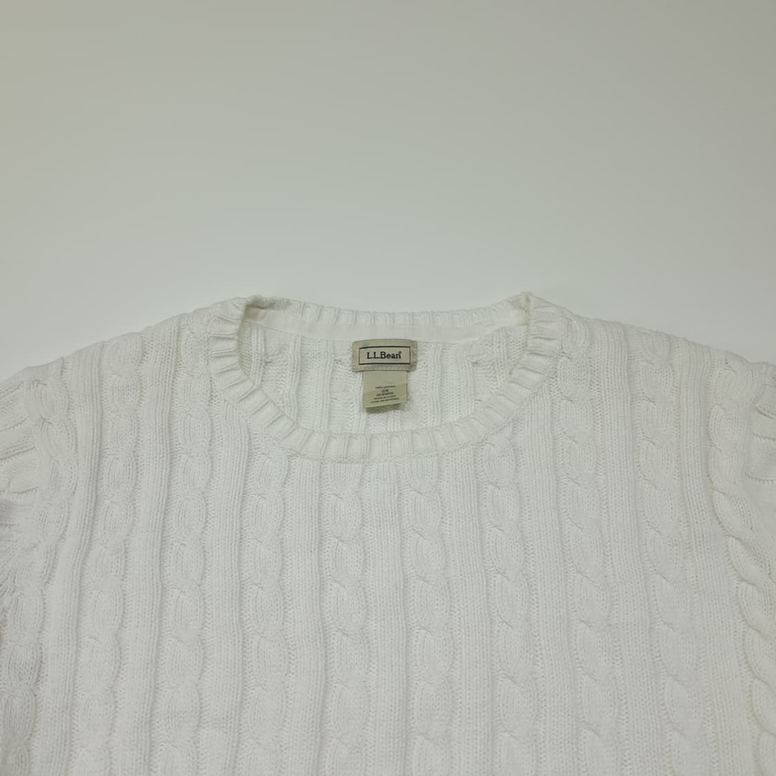 CL203 2XL 엘엘빈 코튼 피셔맨 케이블 화이트 니트 스웨터 상품이미지2