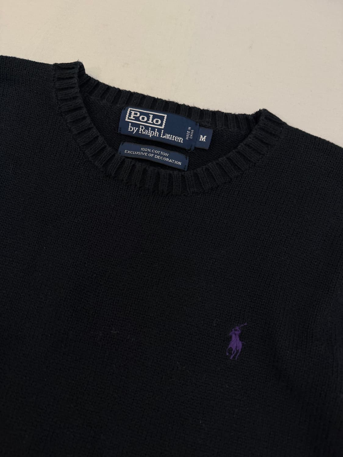 폴로 랄프로렌 라운드넥 코튼 니트 블랙 상품이미지2