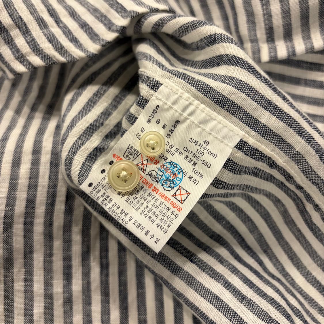 [L] 라코스테 린넨 스트라이프 셔츠 남방 새상품 C218 상품이미지8