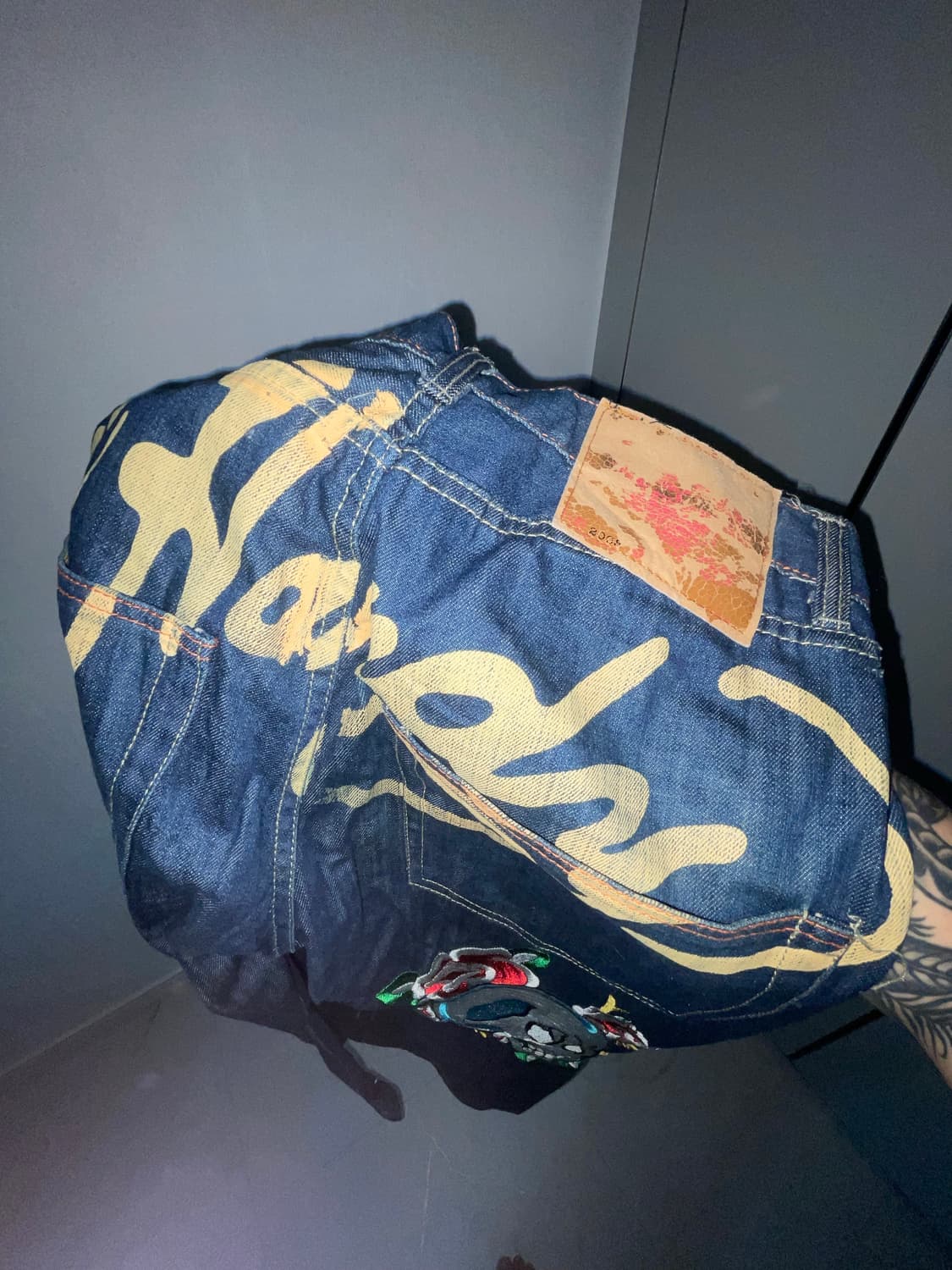 에드하디 레어 빅로고 자수 와이드 데님팬츠 상품이미지3