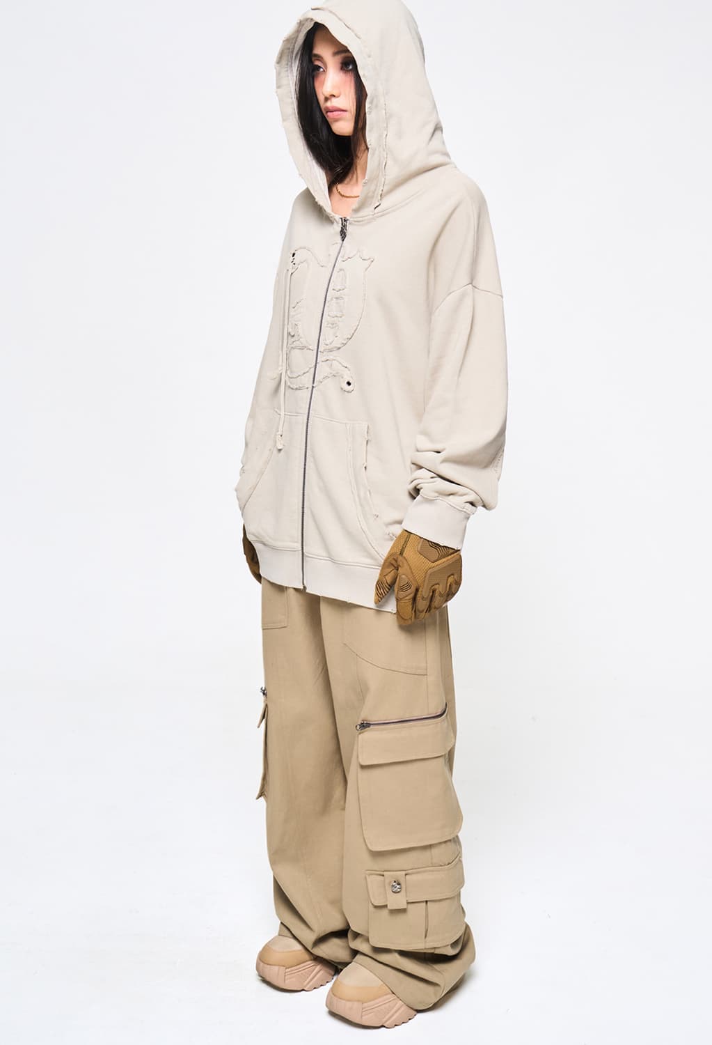 BACK TIE DETAIL ZIP-UP BEIGE 상품이미지5