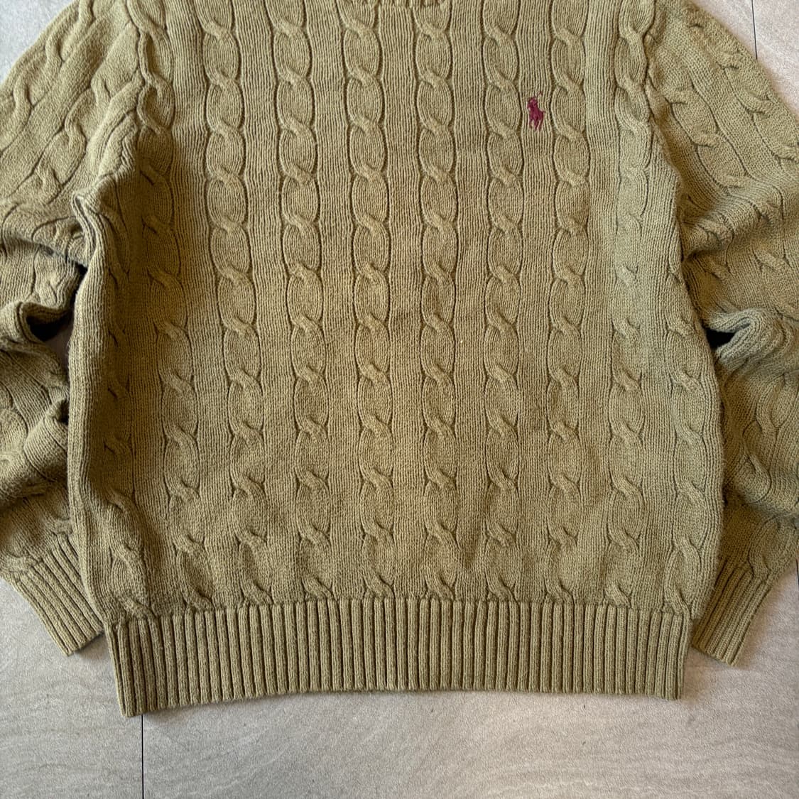 폴로 국내 매장 정품 카키 코튼 꽈배기 니트 상품이미지4