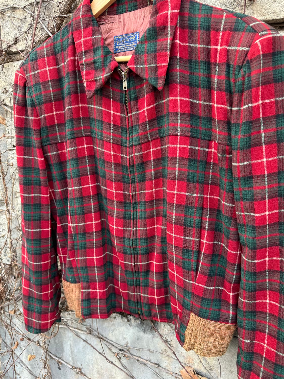 40s 펜들턴 슈퍼 빈티지 체크 울 블루종 자켓 상품이미지3