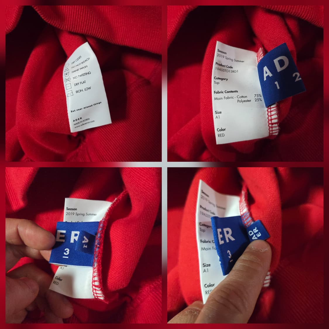 19SS 아더에러 썬더 맨투맨 3 레드 상품이미지9