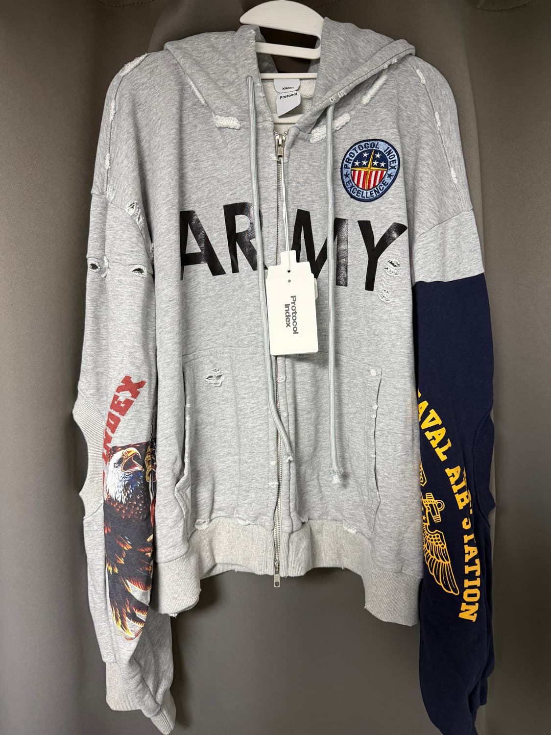 프로토콜 인덱스 후드 멜란지 그레이 상품이미지1