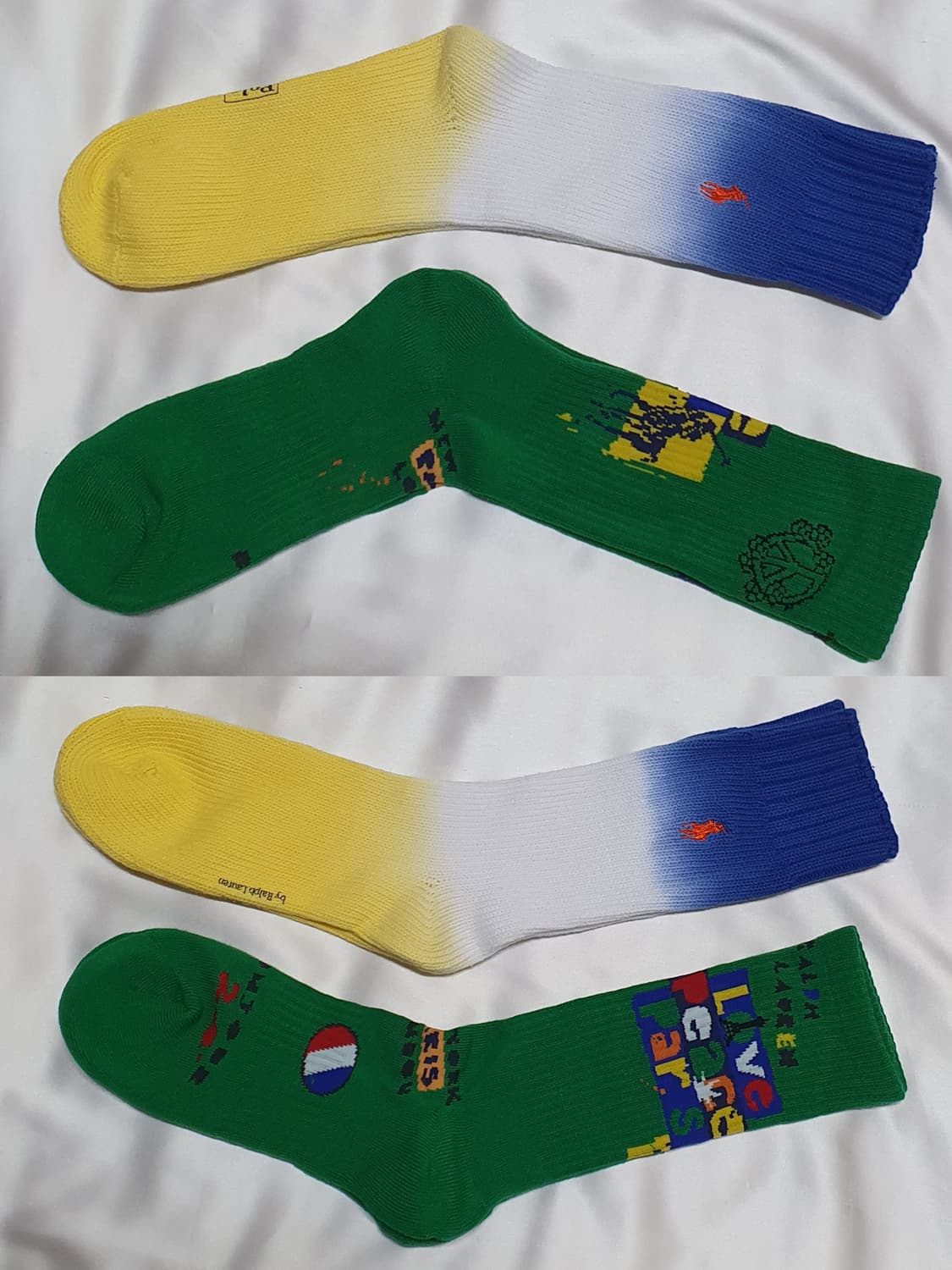 블루 옐로우 화이트 그린 폴로 랄프로렌 양말 상품이미지1