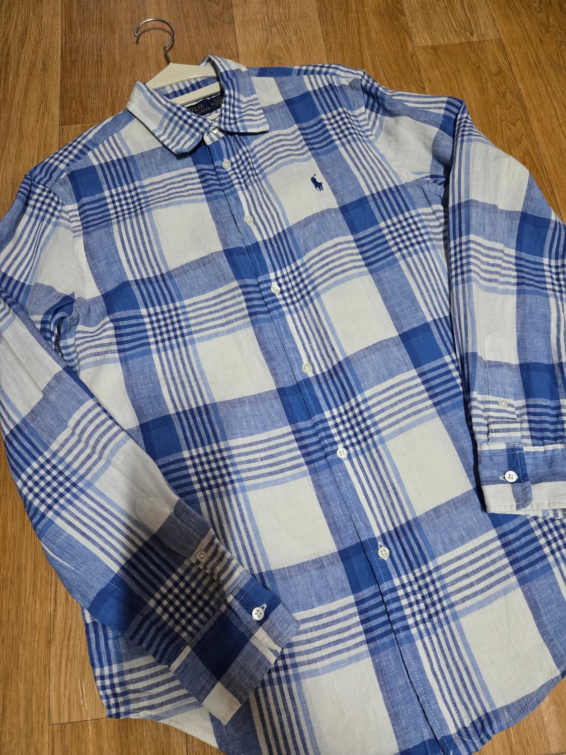 폴로 랄프로렌 여성 신형 큐알인증 정품 블루체크 린넨셔츠 상품이미지2