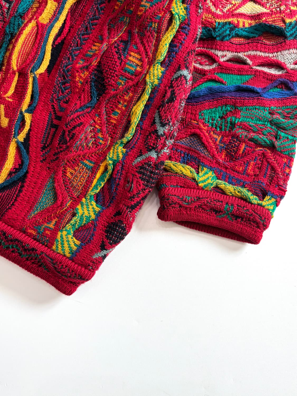 Coogi 쿠지 레드 멀티컬러 케이블 울 니트 가디건 상품이미지8
