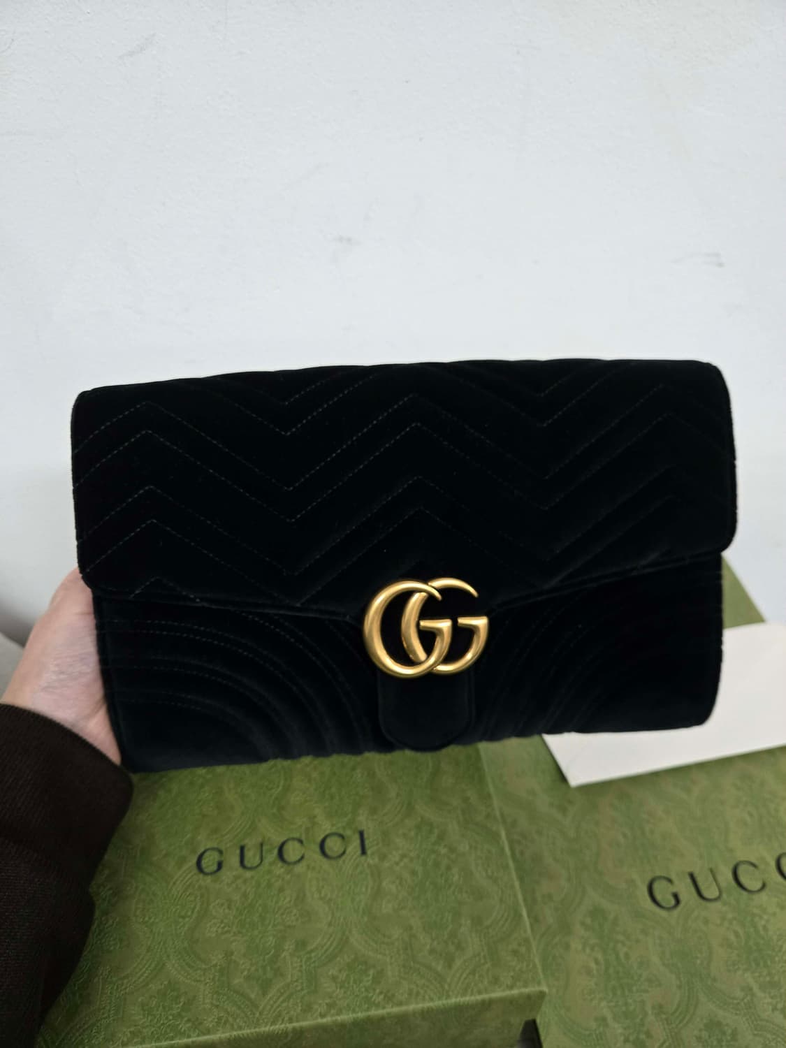 [보증서 정품] 구찌 마몬트 플랩 벨벳 클러치백 상품이미지5