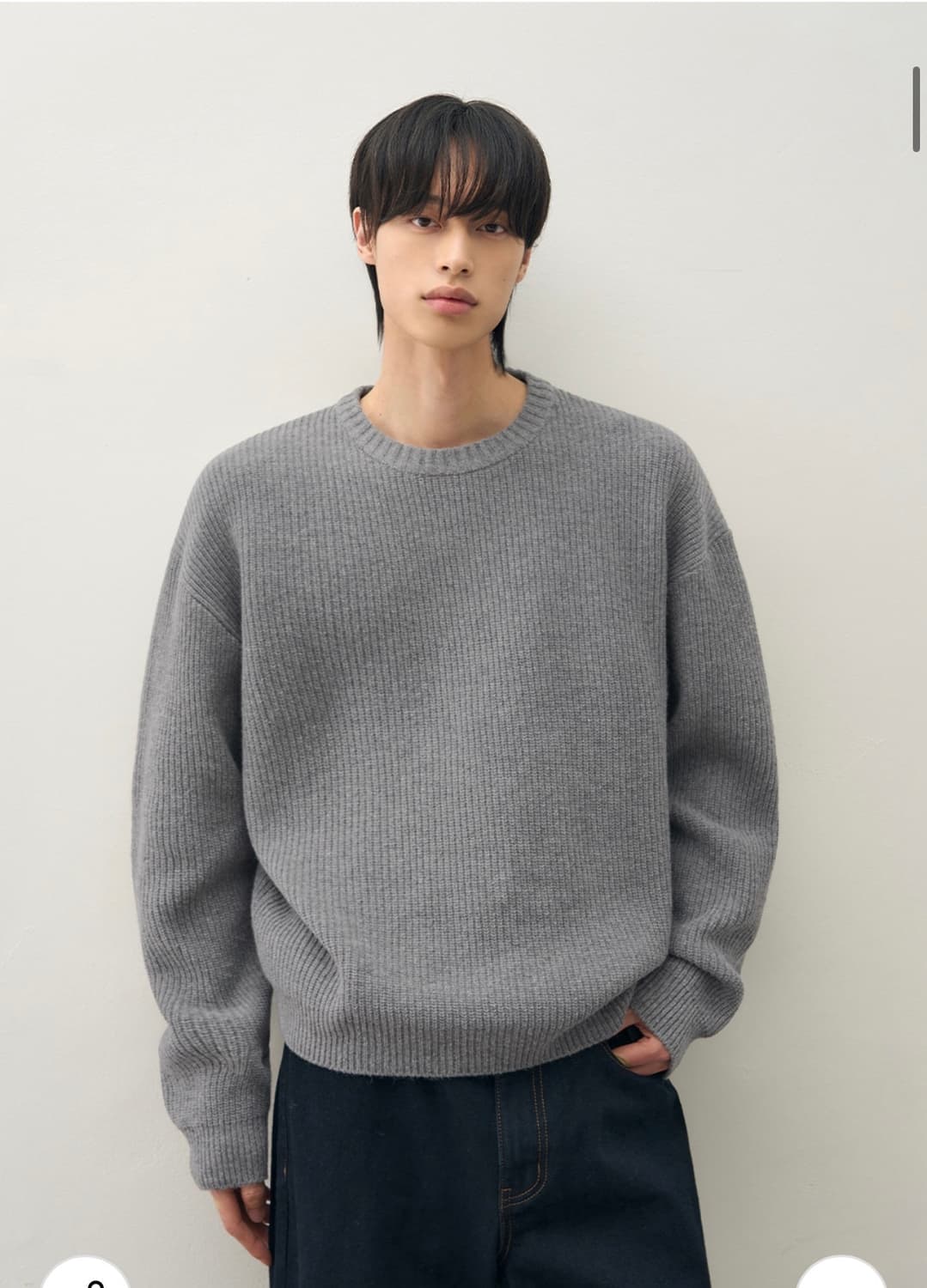 (XL) 드로우핏 램스 울 하찌 라운드 니트 MELANGE GREY 상품이미지1