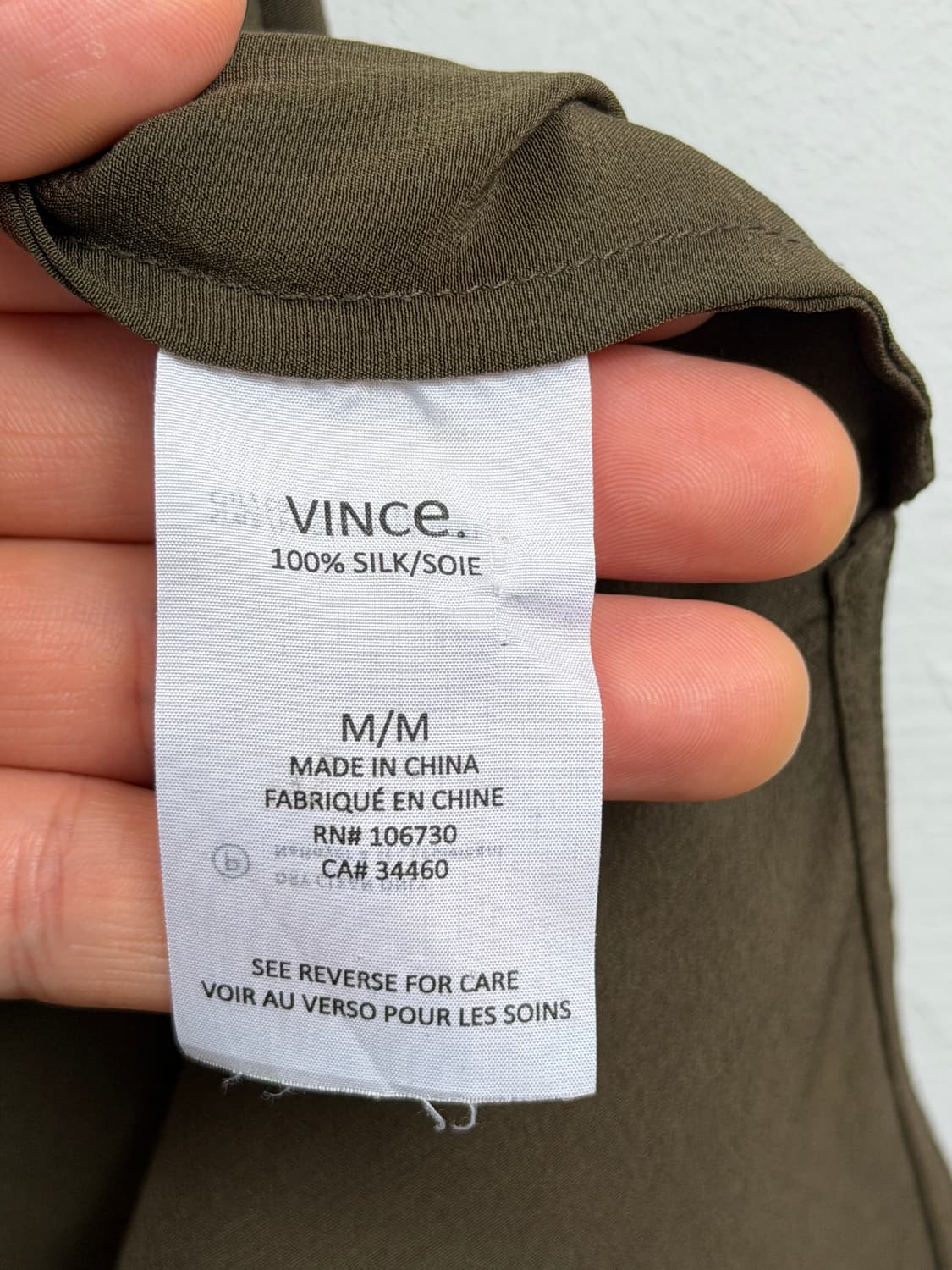 Vince 빈스 올리브 카키 실크 원피스 탑 M 상품이미지6