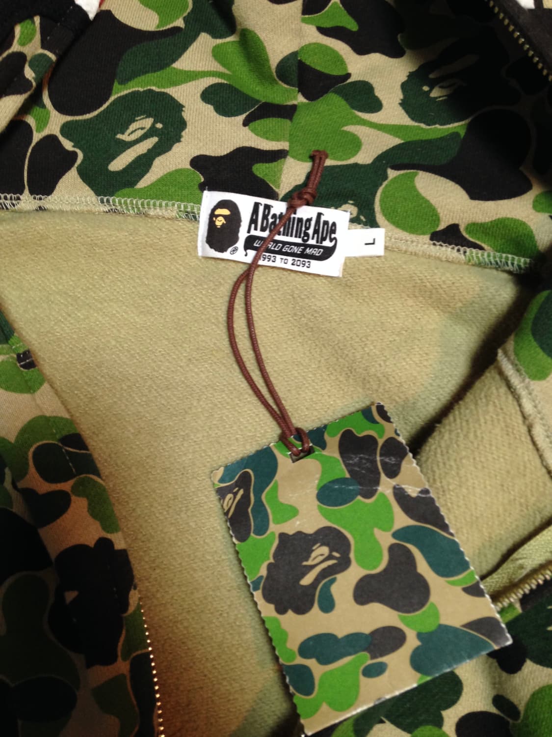 베이프 ABC 카모 샤크 풀 집 후드 그린 L 상품이미지3