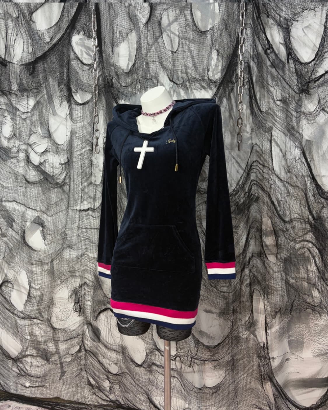 Y2K Velvet slim pit mini one piece 상품이미지1