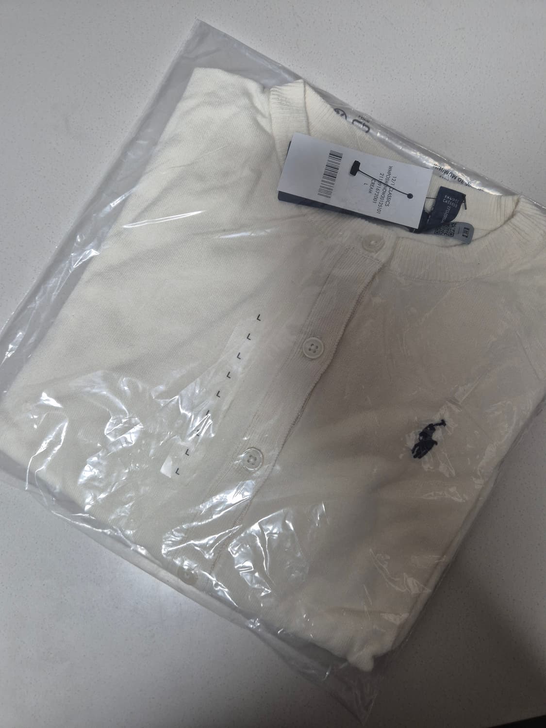 폴로 피마 가디건 아이보리 L (새상품) 상품이미지1