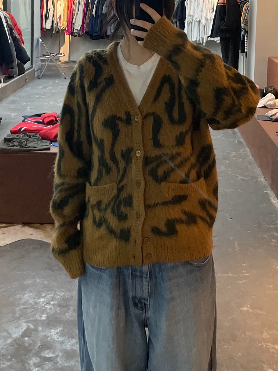 오베이 패턴 브라운 니트 가디건 H2357 상품이미지1