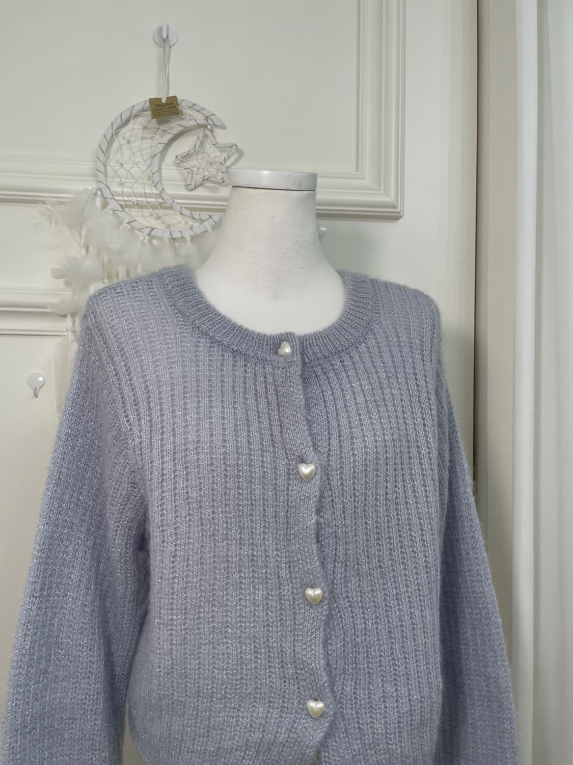 blueberry heart pearl button cardigan 상품이미지5