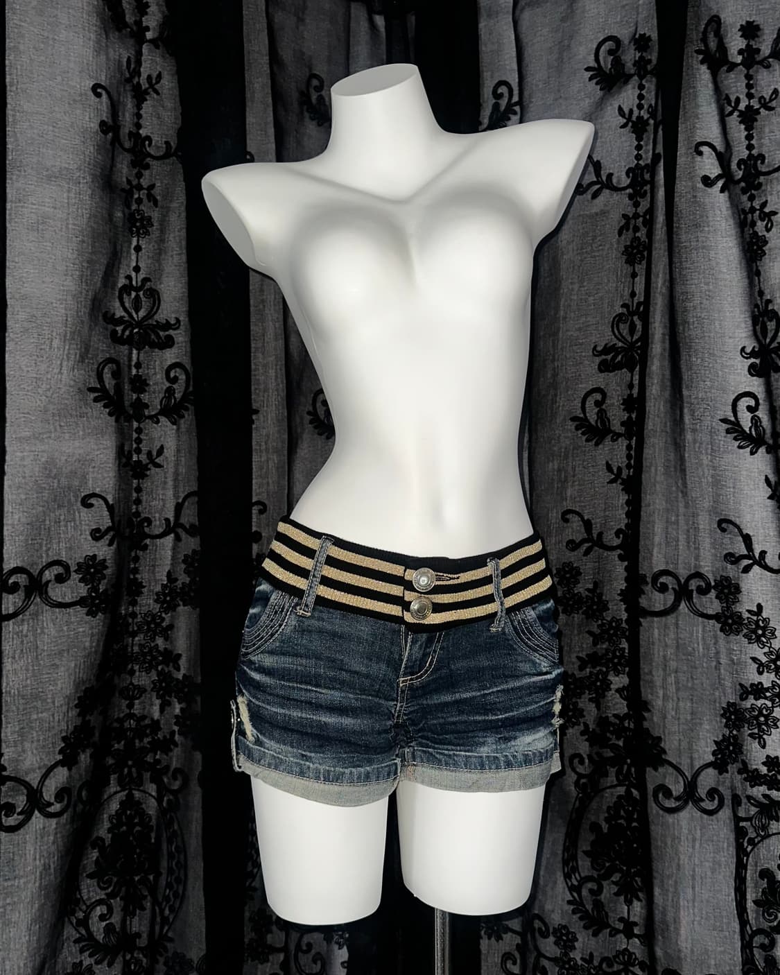Gyaru banded denim shorts 상품이미지1