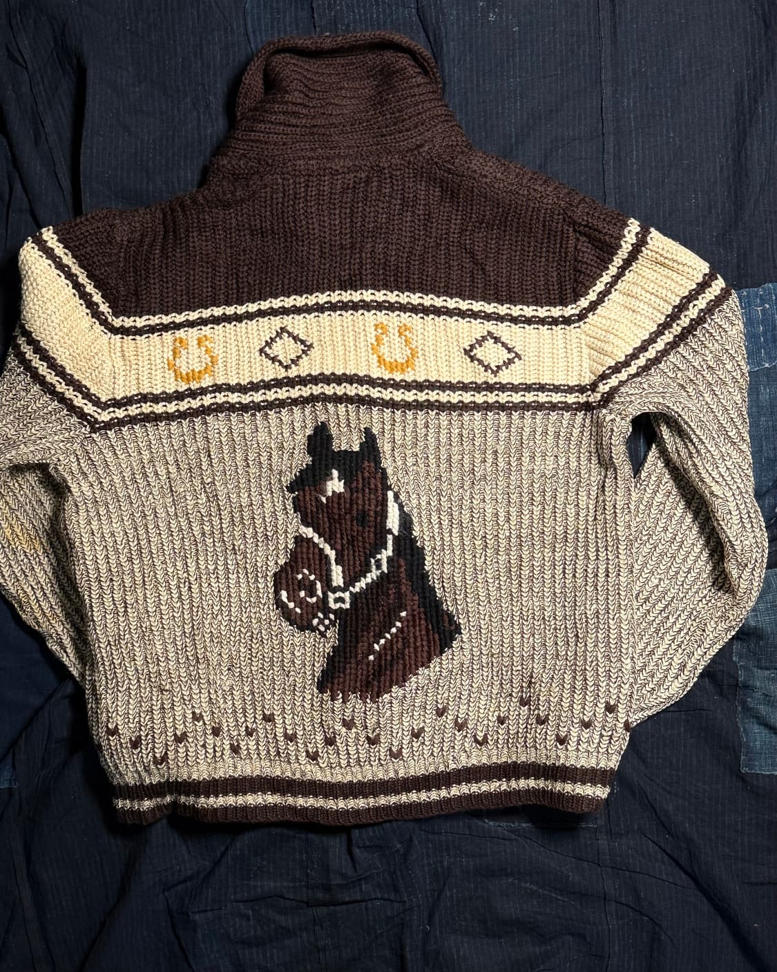 (70s 라이트닝지퍼) 70s Caldwell 홀스패턴 코위찬 스웨터 L 상품이미지7