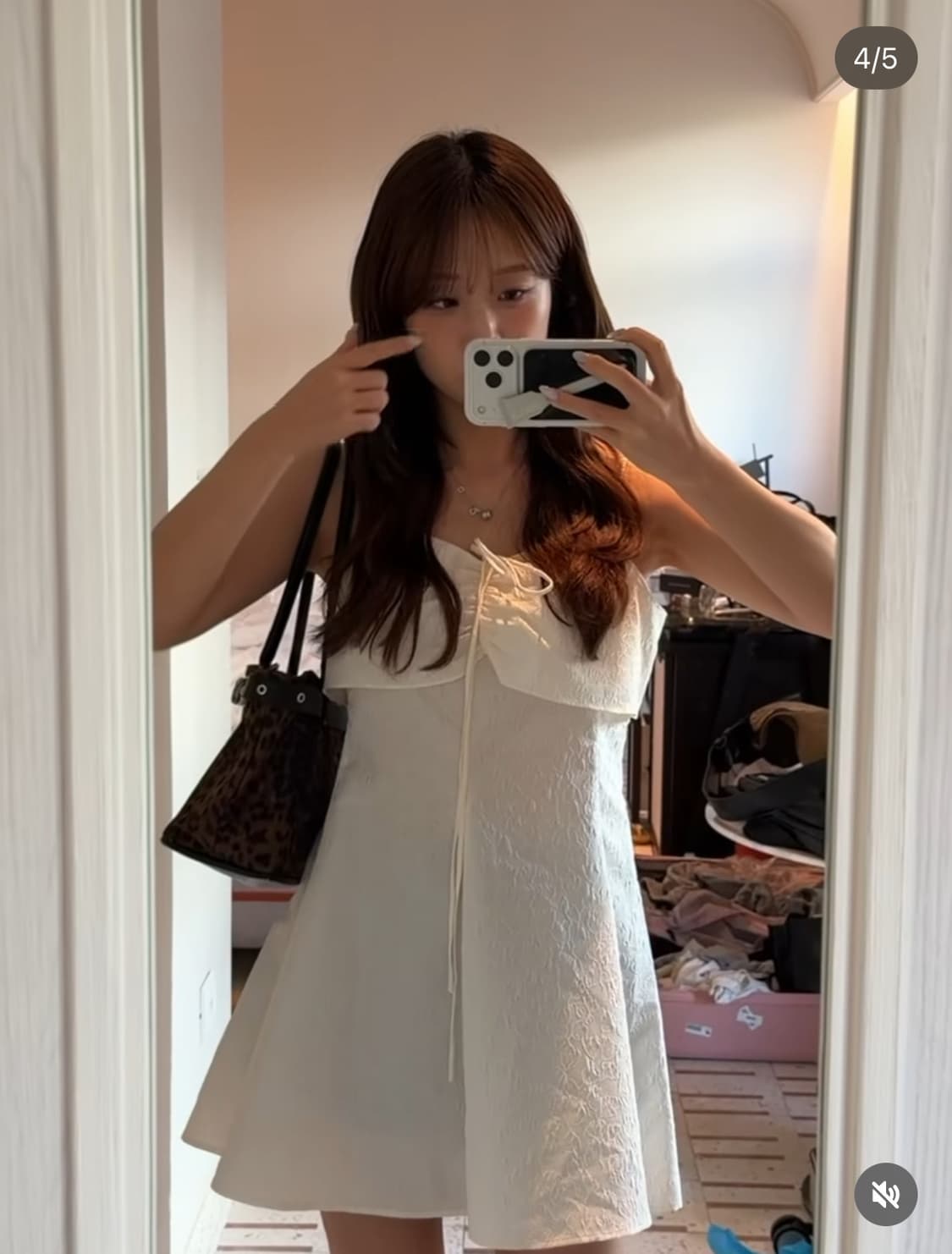 [택O새상품] 온앤온 네크 스트링 포인트 레이어드 블라우스 원피스 상품이미지2