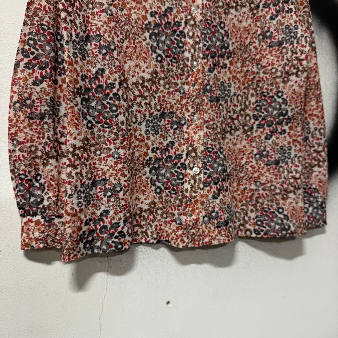 VTG 빈티지 오리엔탈 플라워 자카드 풀 패턴 코튼 긴팔 셔츠 상품이미지4