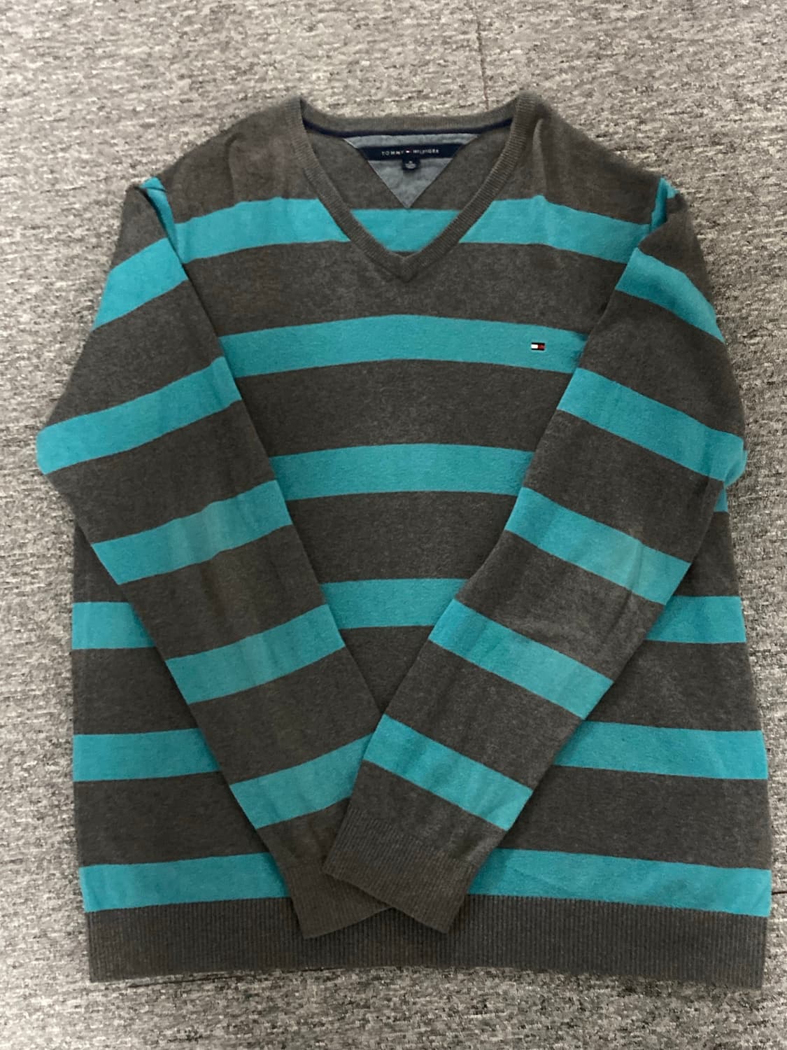 타미힐피거 V넥 스트라이프 니트 XL 상품이미지1