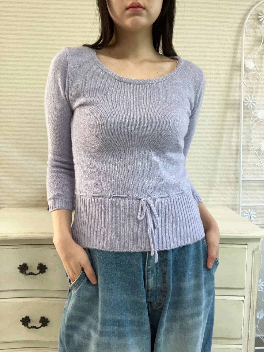 빈티지 라벤더 퍼플 트윙클 니트 y2k 스트릿 갸루 펑키 일본빈티지 상품이미지4