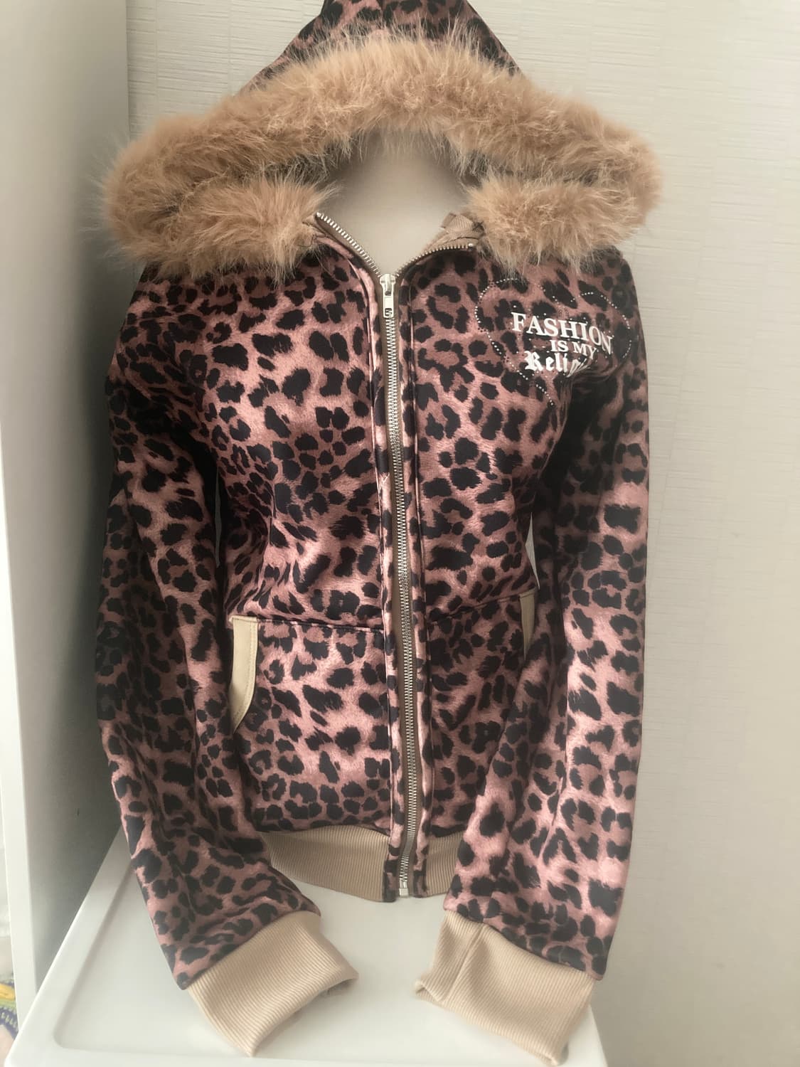 갸루 레오파드 호피 후드집업 상품이미지1