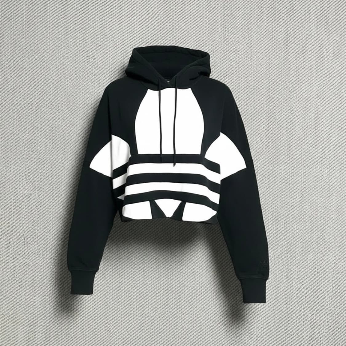 [M] adidas 아디다스 우먼즈 검/흰 빅로고 크롭 후드티 상품이미지1