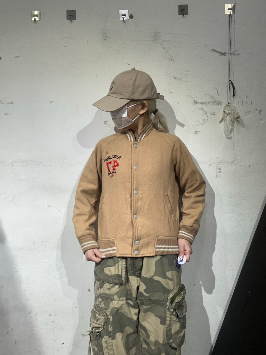 일본 빈티지 베이지 바시티 자켓 상품이미지2