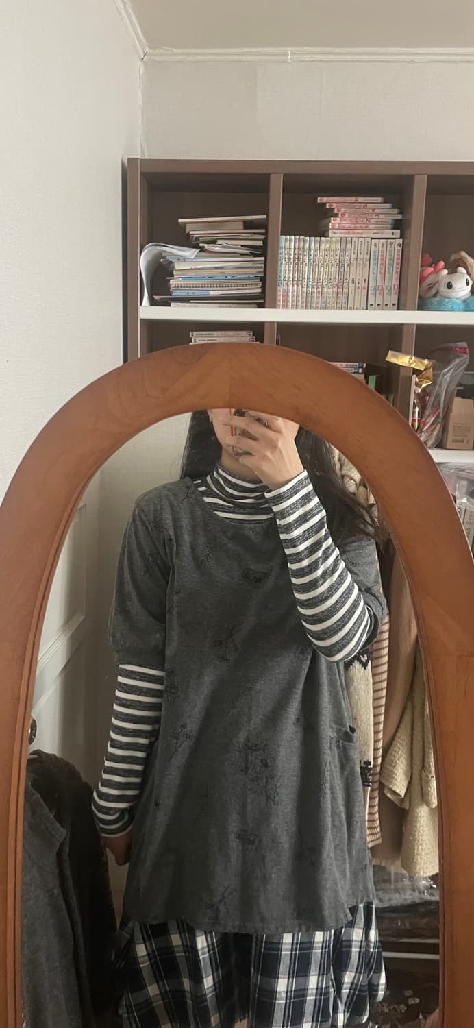 모리걸 빈티지 무채색 사와코 케이프 set 🤍🩶 상품이미지9