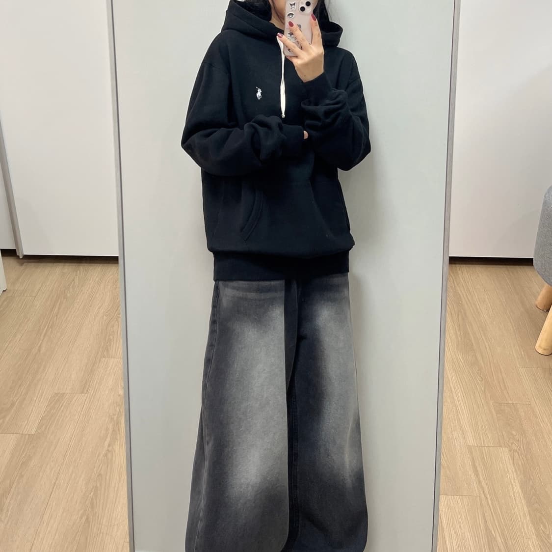 폴로 랄프로렌 신형 화이트 포니 블랙 후드티 상품이미지1