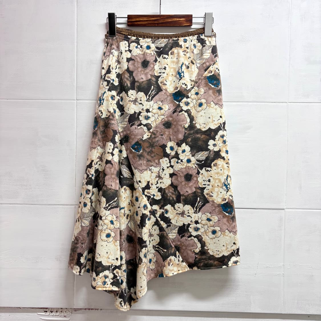 플라워 패치 페어리 히피 언발 미디 스커트 JPN 상품이미지4