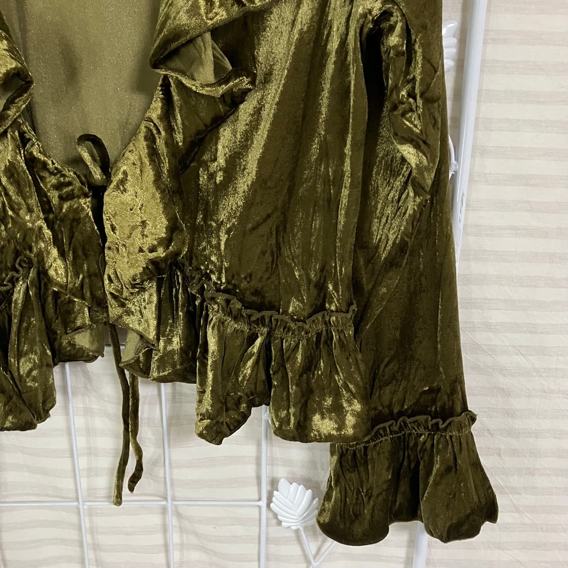 빈티지 카키 벨벳 블라우스 902 y2k 스트릿 모리 갸루 일본빈티지 펑 상품이미지4