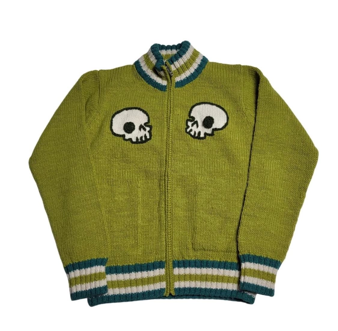 빈티지 스컬 니트집업 코위찬 상품이미지1