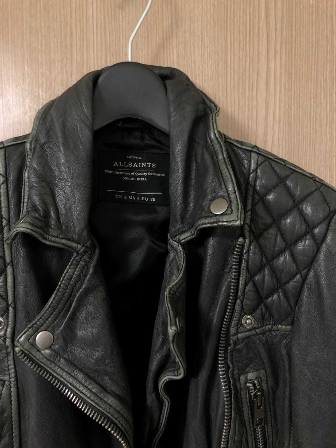 올세인츠 빈티지 워싱 바이커 레더자켓 36 상품이미지2
