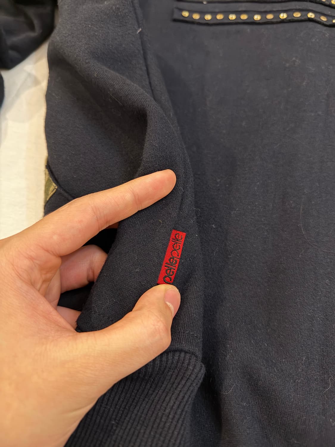 00s 펠레펠레 성조기 스터드 카모 힙합 후드집업 네이비 상품이미지4