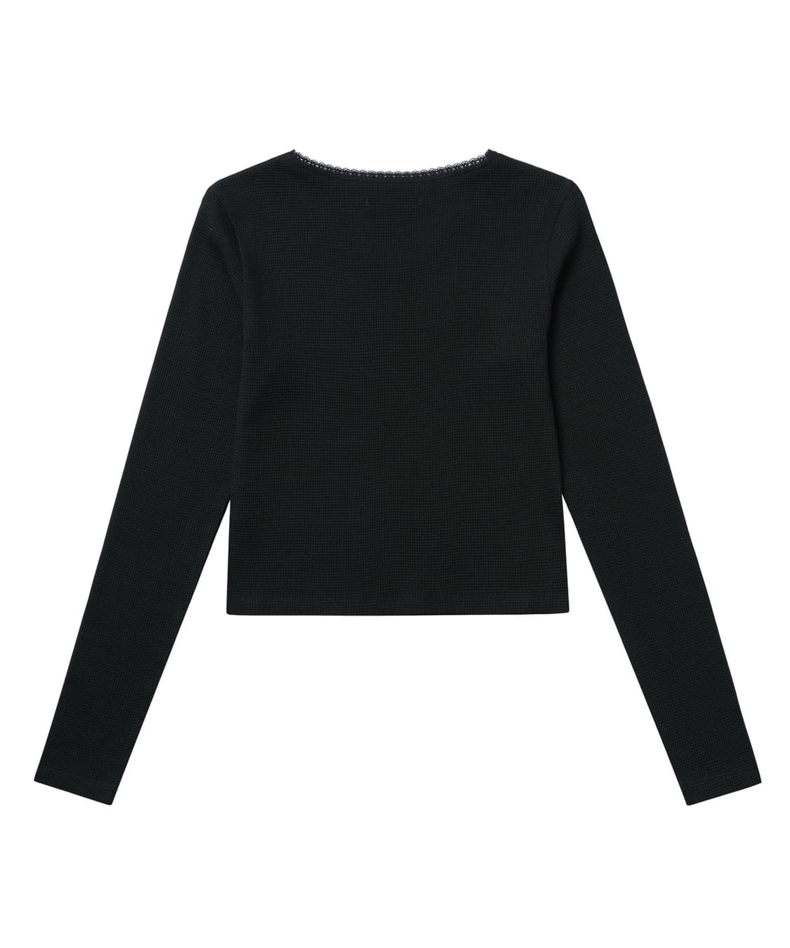 코이세이오 레이스 와플 롱슬리브리스 블랙 상품이미지2