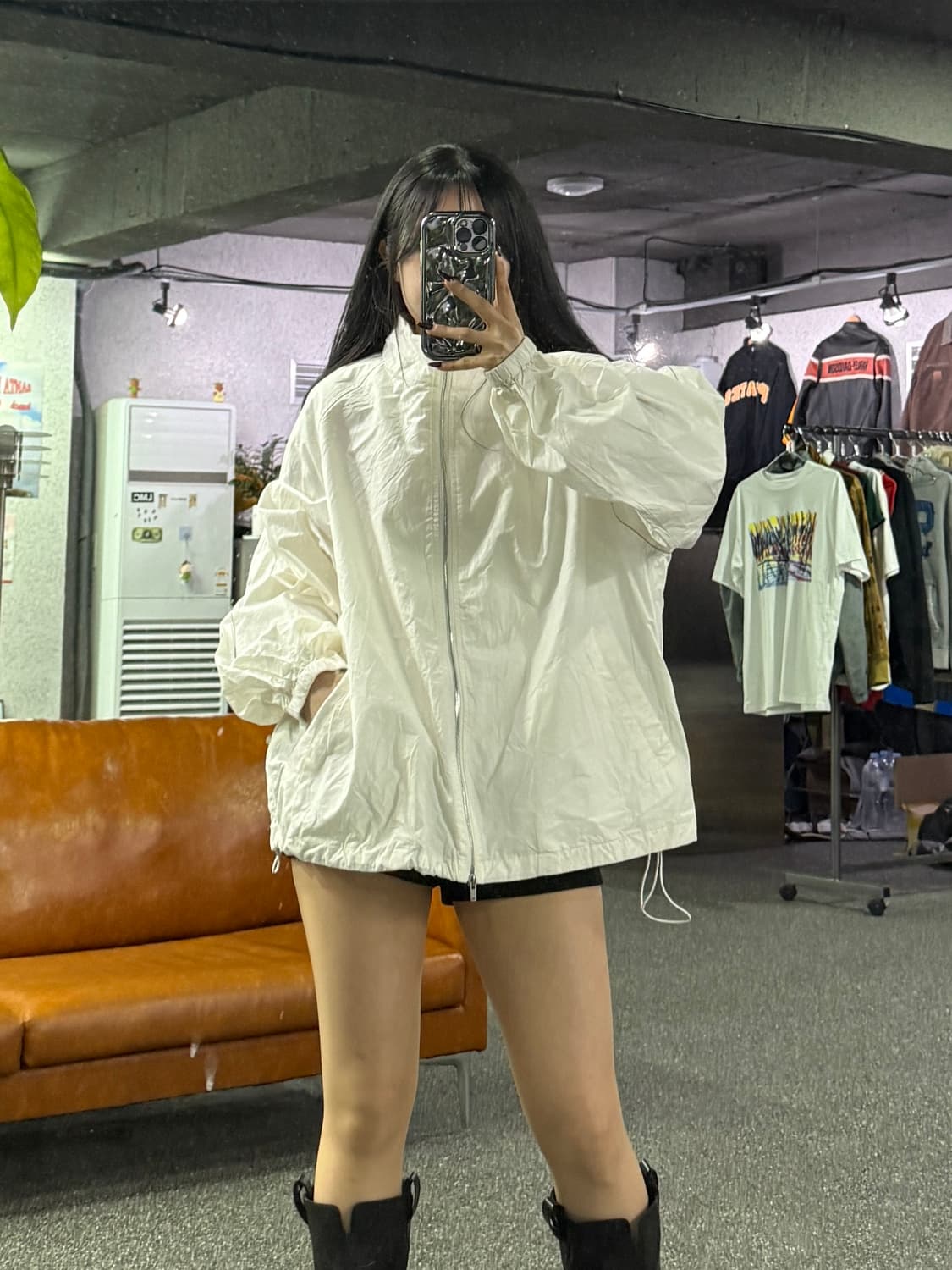 마뗑킴 코팅 바람막이 자켓 아이보리 B4678 상품이미지1